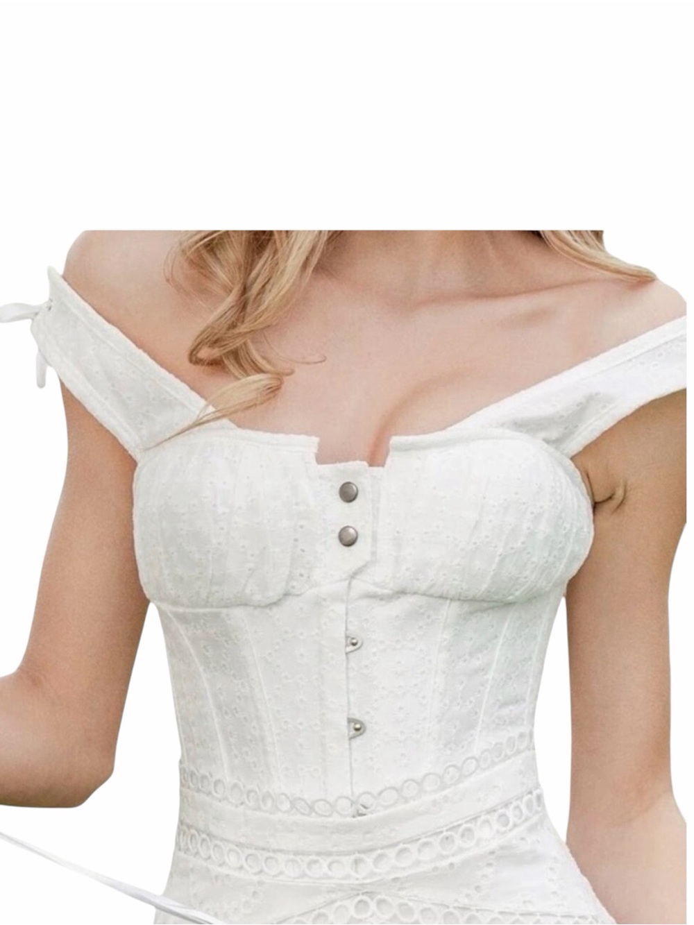 New Corset Story White Embroidery Angalaise Overbust Gathered Bust Corset Top 14